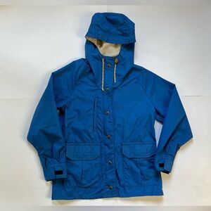 Vintage 70s Columbia Women’s Large Blue Jacket Cream Lining Leather Tabs Retro